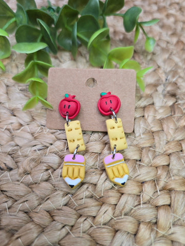 Triple Stacked Back to School Clay Earrings