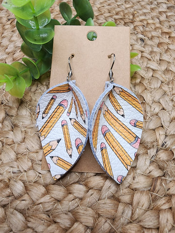 Pencil pinched leather earrings