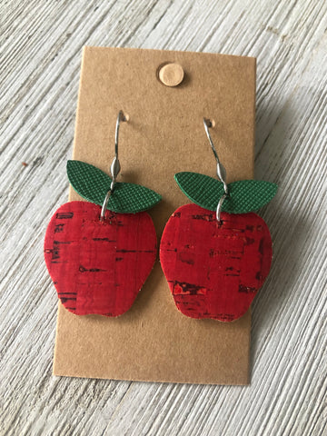 Apple cork + leather earrings